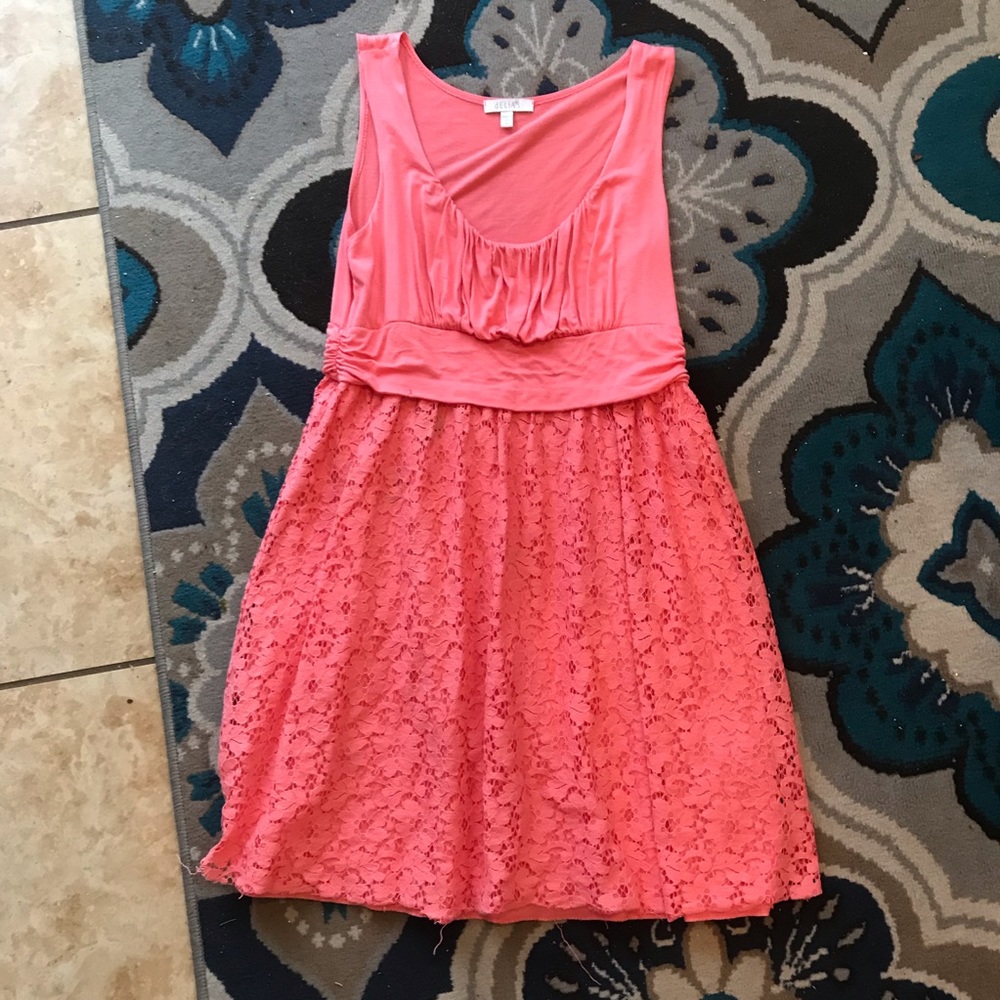 Delia’s pink floral lace dress